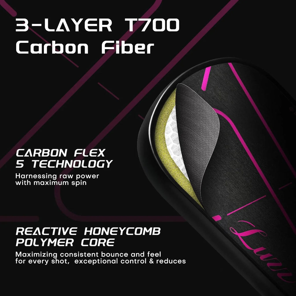 Luzzpickleball Pro ZZ Paddle T700 Carbon Friction Surface|Thermoformed