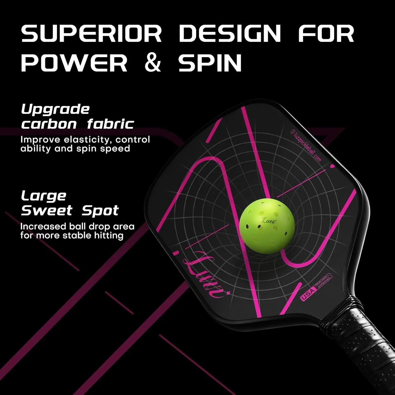 Luzzpickleball Pro ZZ Paddle T700 Carbon Friction Surface|Thermoformed