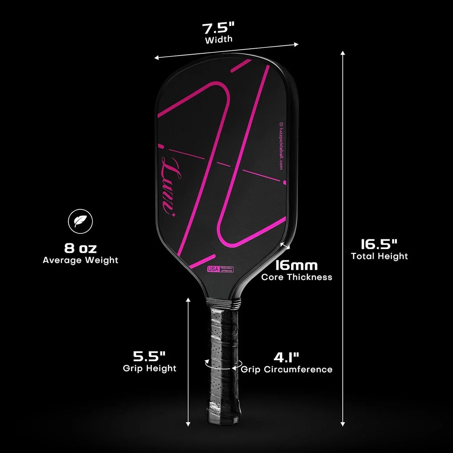 Luzzpickleball Pro ZZ Paddle T700 Carbon Friction Surface|Thermoformed
