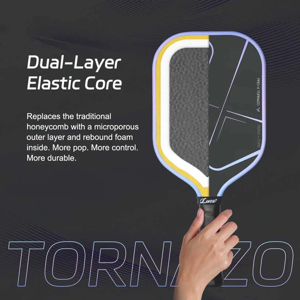 Luzzpickleball Pro 4 Tornazo Carbon Fiber Pickleball Paddle - Dual-Layer Core
