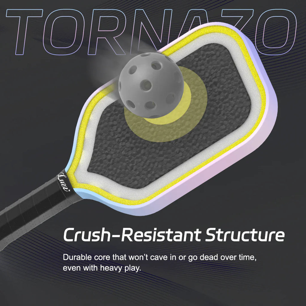 Luzzpickleball Pro 4 Tornazo Carbon Fiber Pickleball Paddle - Dual-Layer Core