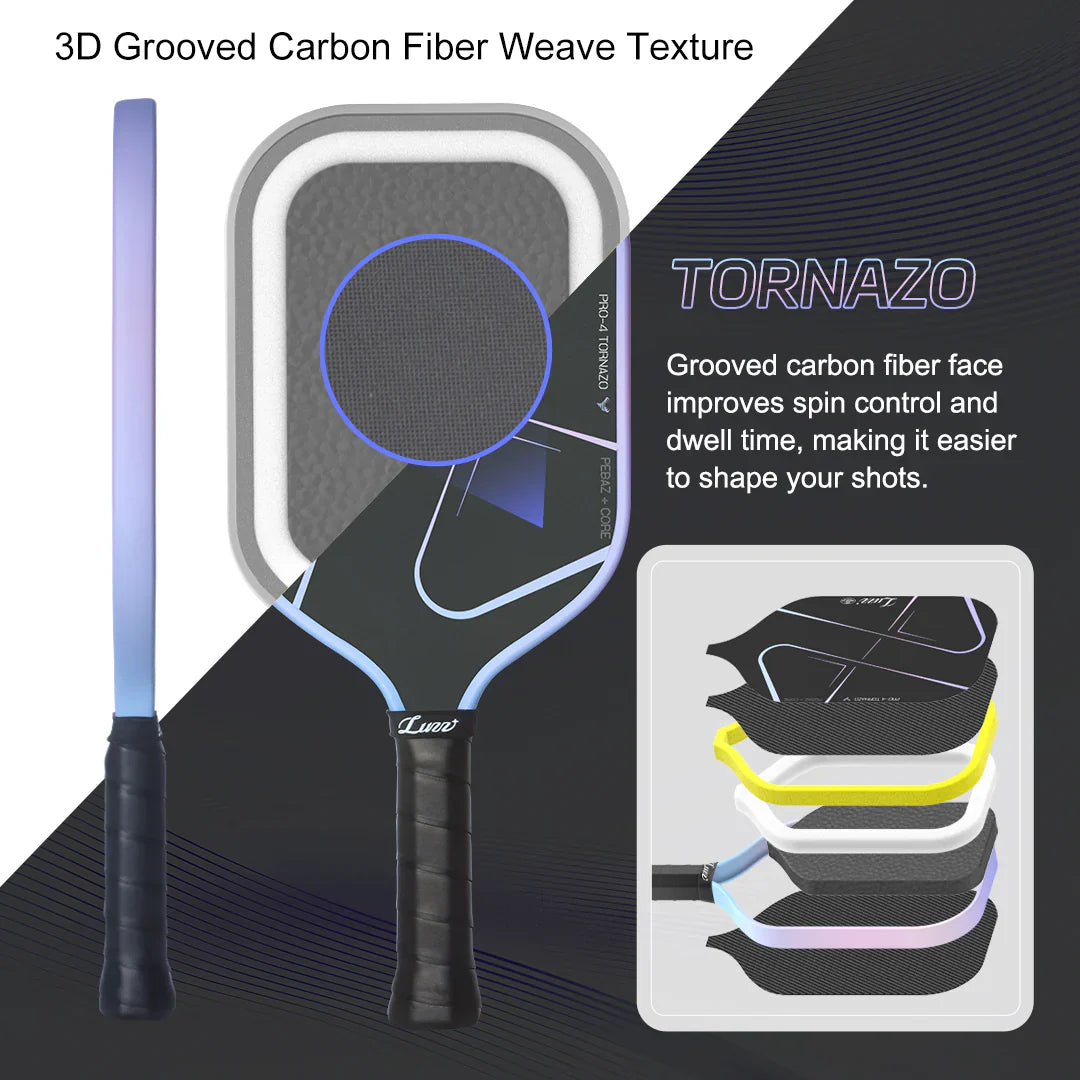 Luzzpickleball Pro 4 Tornazo Carbon Fiber Pickleball Paddle - Dual-Layer Core