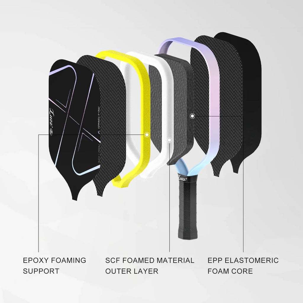 Luzzpickleball Pro 4 Tornazo Carbon Fiber Pickleball Paddle - Dual-Layer Core